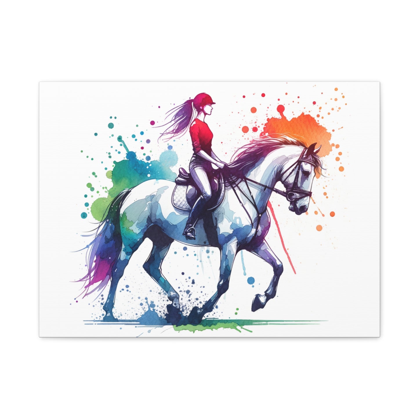 Dressage Woman on Horseback Matte Canvas, Stretched, 1.25"