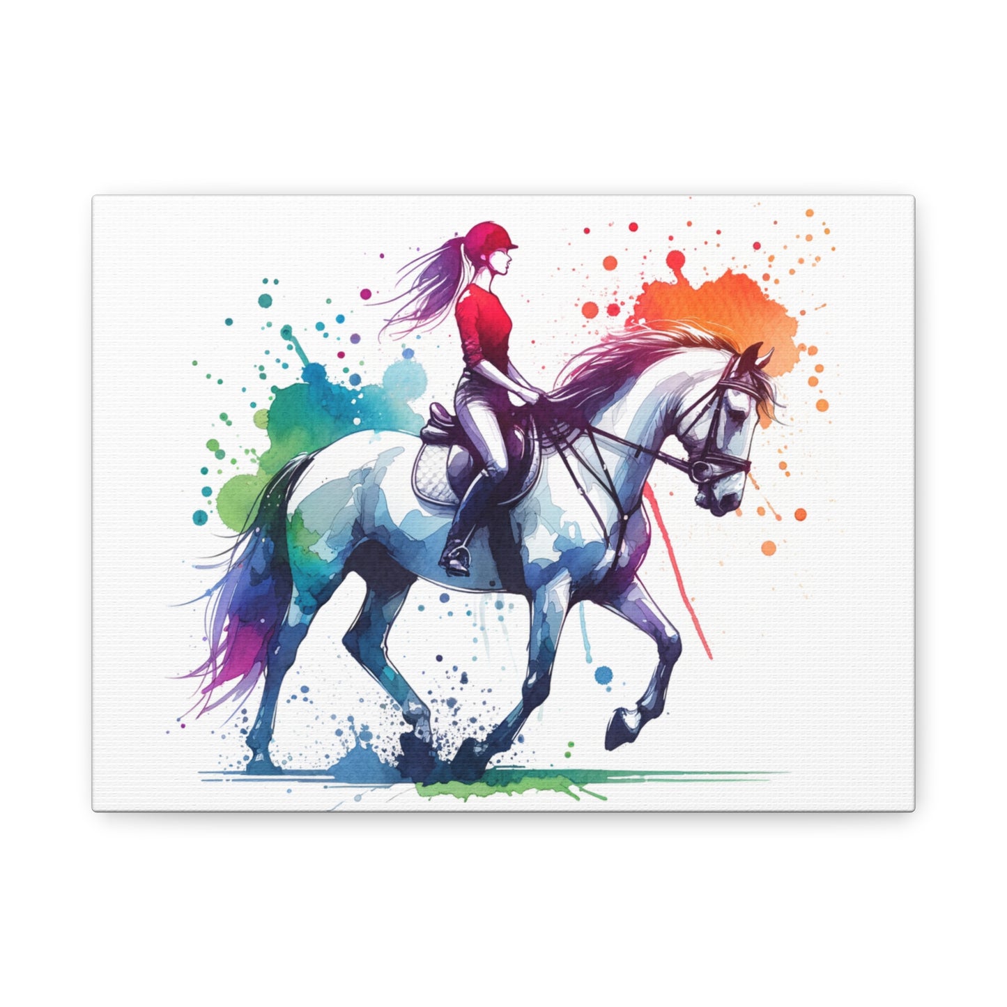 Dressage Woman on Horseback Matte Canvas, Stretched, 1.25"