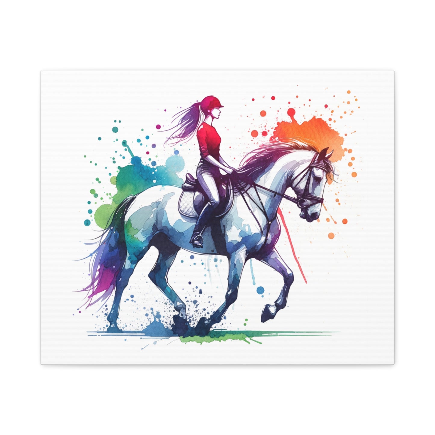 Dressage Woman on Horseback Matte Canvas, Stretched, 1.25"