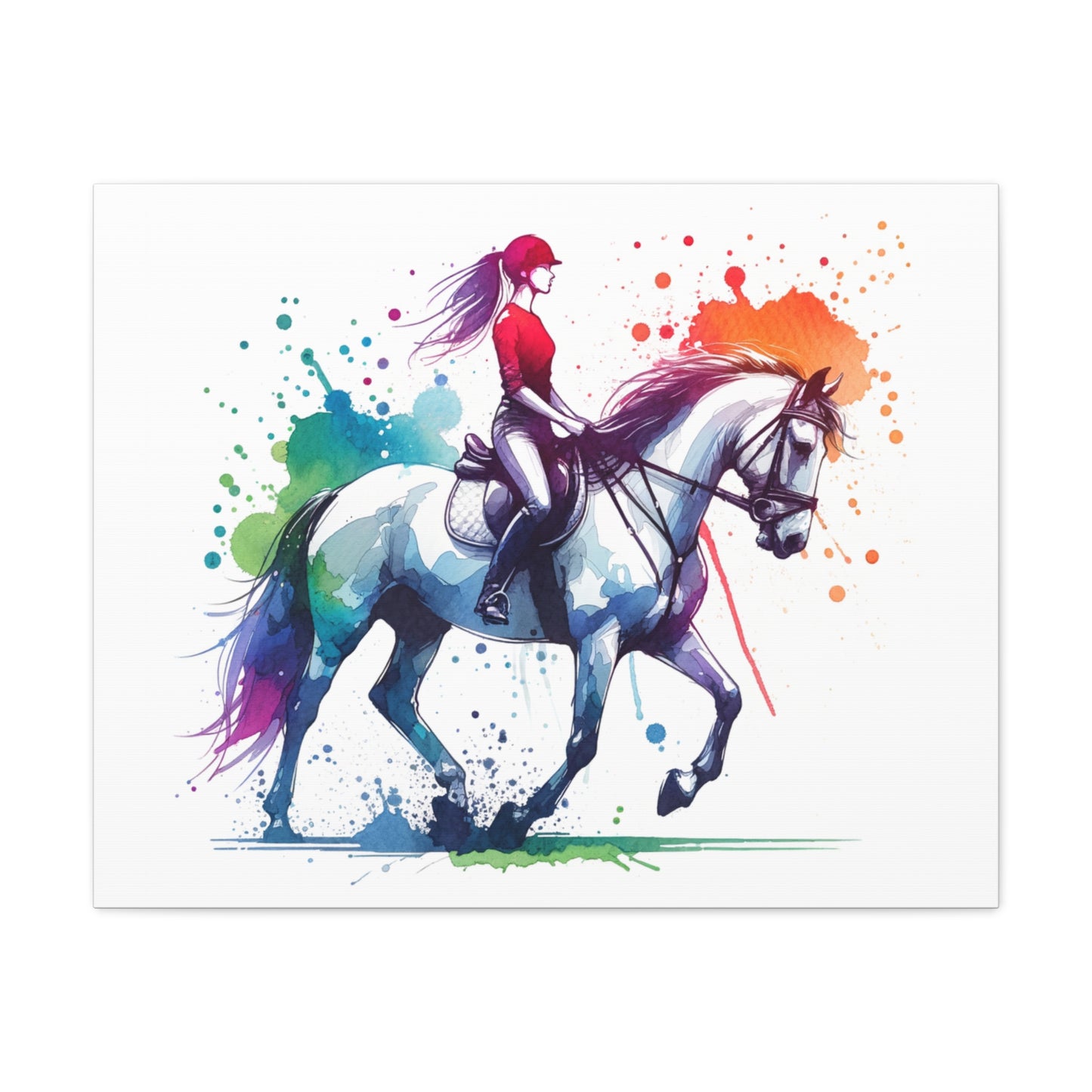 Dressage Woman on Horseback Matte Canvas, Stretched, 1.25"