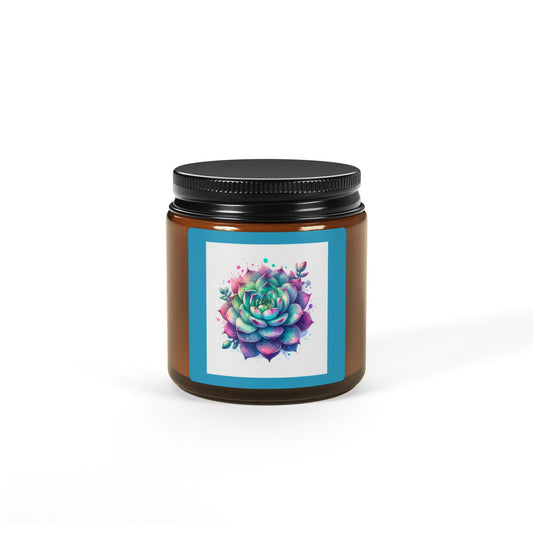 Succulent Scented Soy Candle (Multi-Size, Amber Jar)