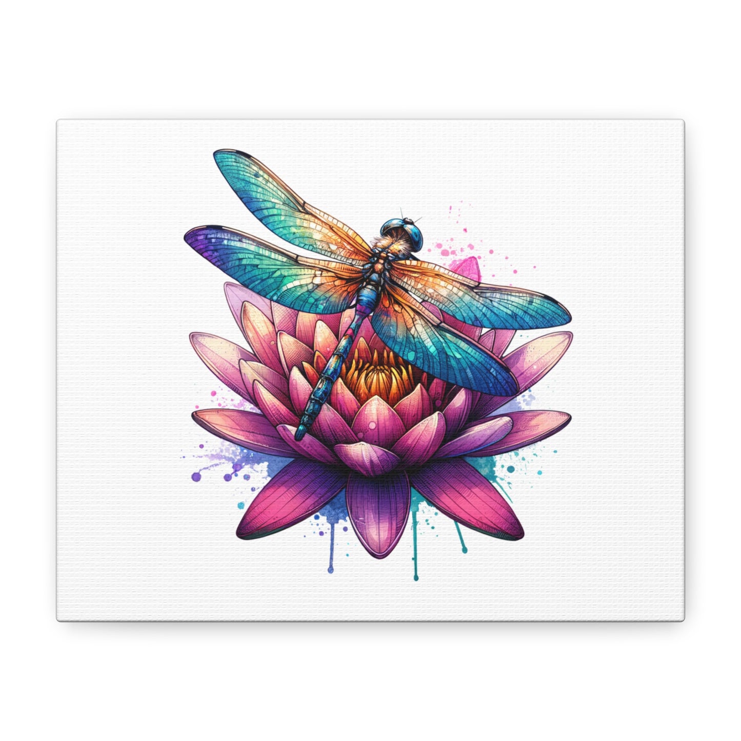 Dragonfly on Waterlily Matte Canvas, Stretched, 1.25"