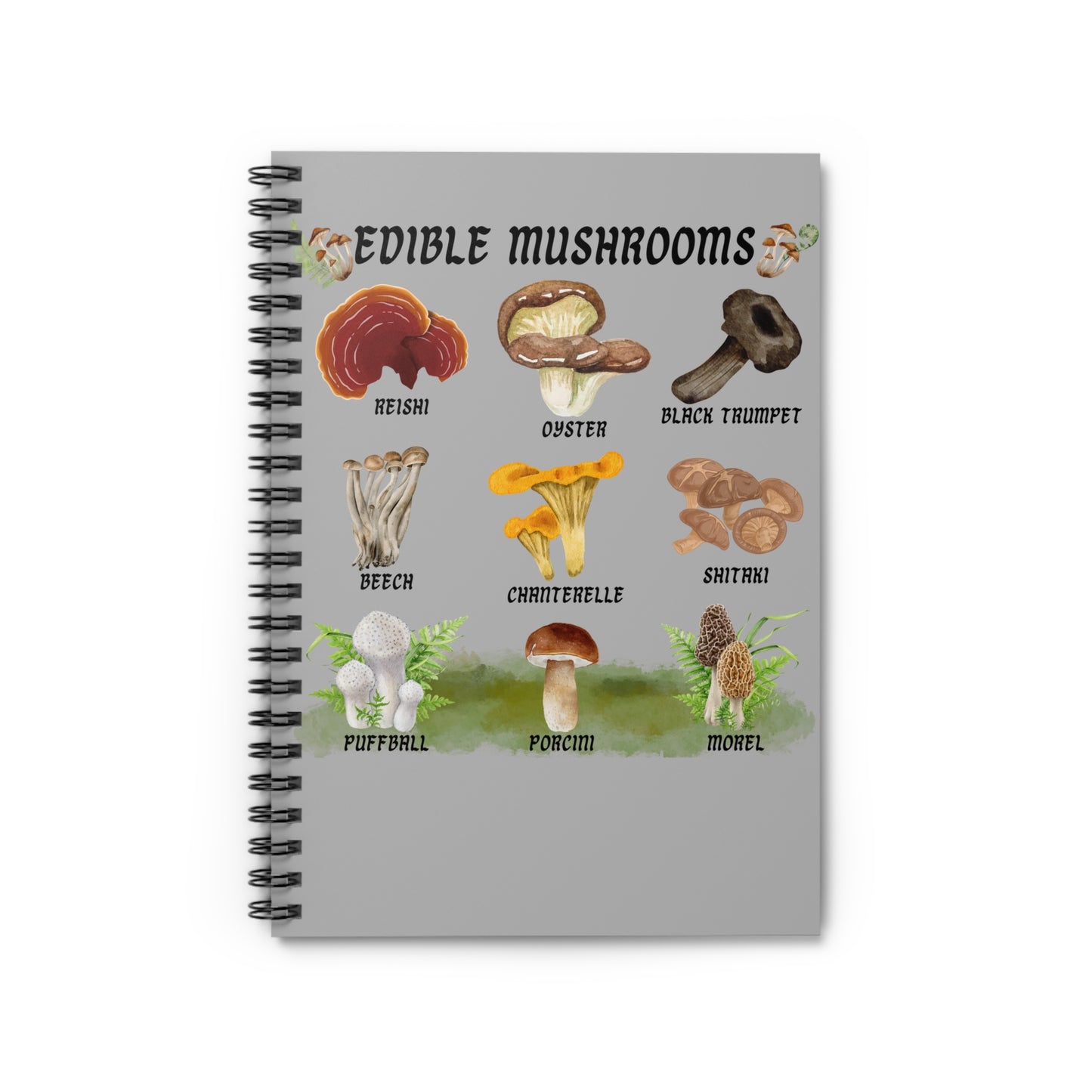 Edible Mushroom Spiral Notebook - Ruled Line