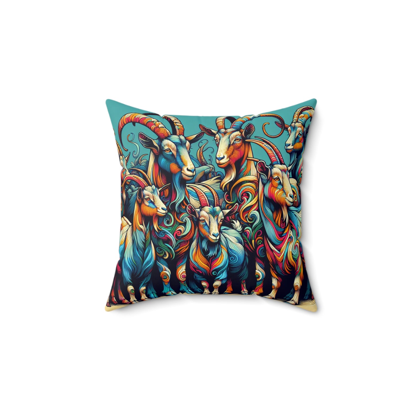 Artsy Goats Spun Polyester Square Pillow