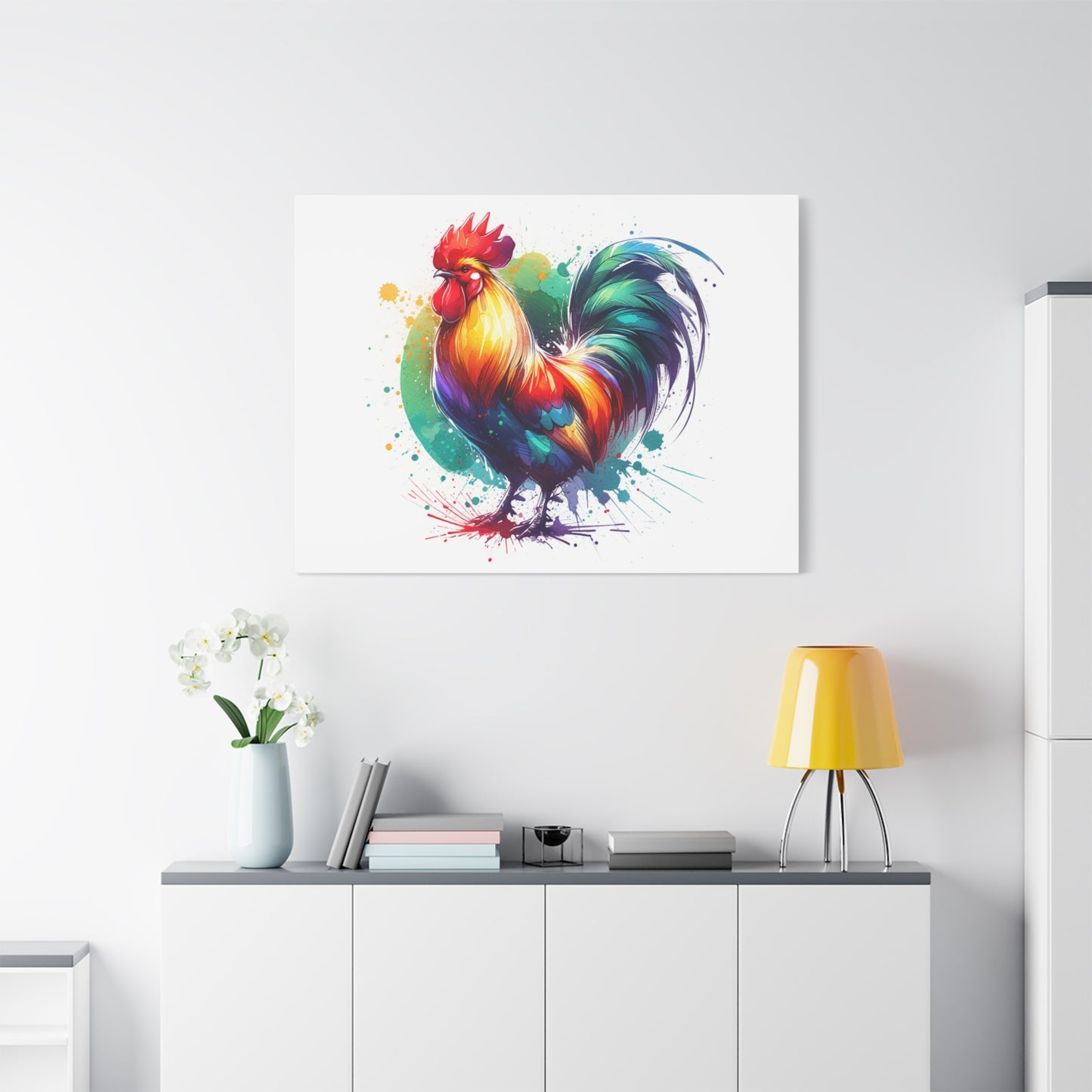 Watercolor Rooster Matte Canvas, Stretched, 1.25"