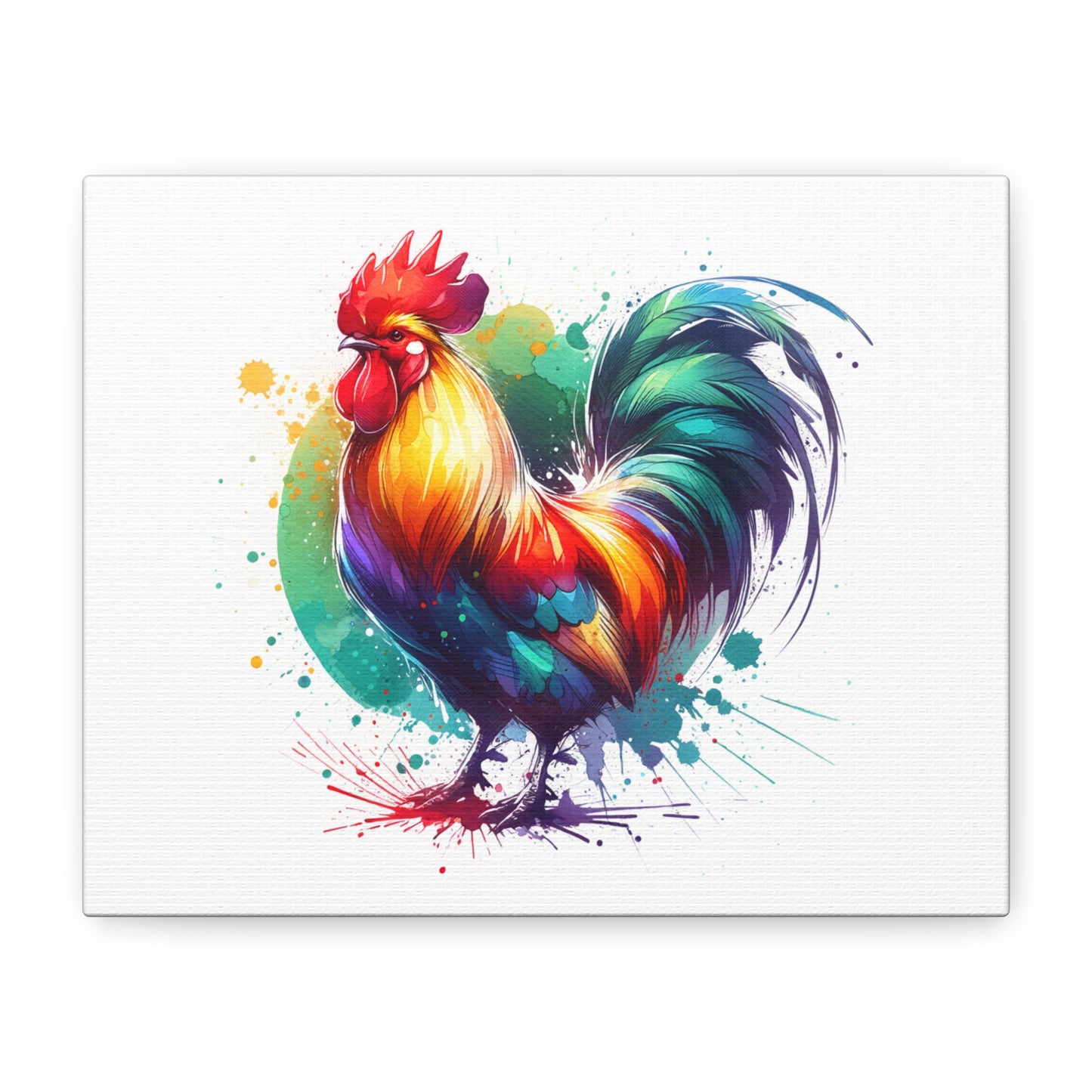 Watercolor Rooster Matte Canvas, Stretched, 1.25"