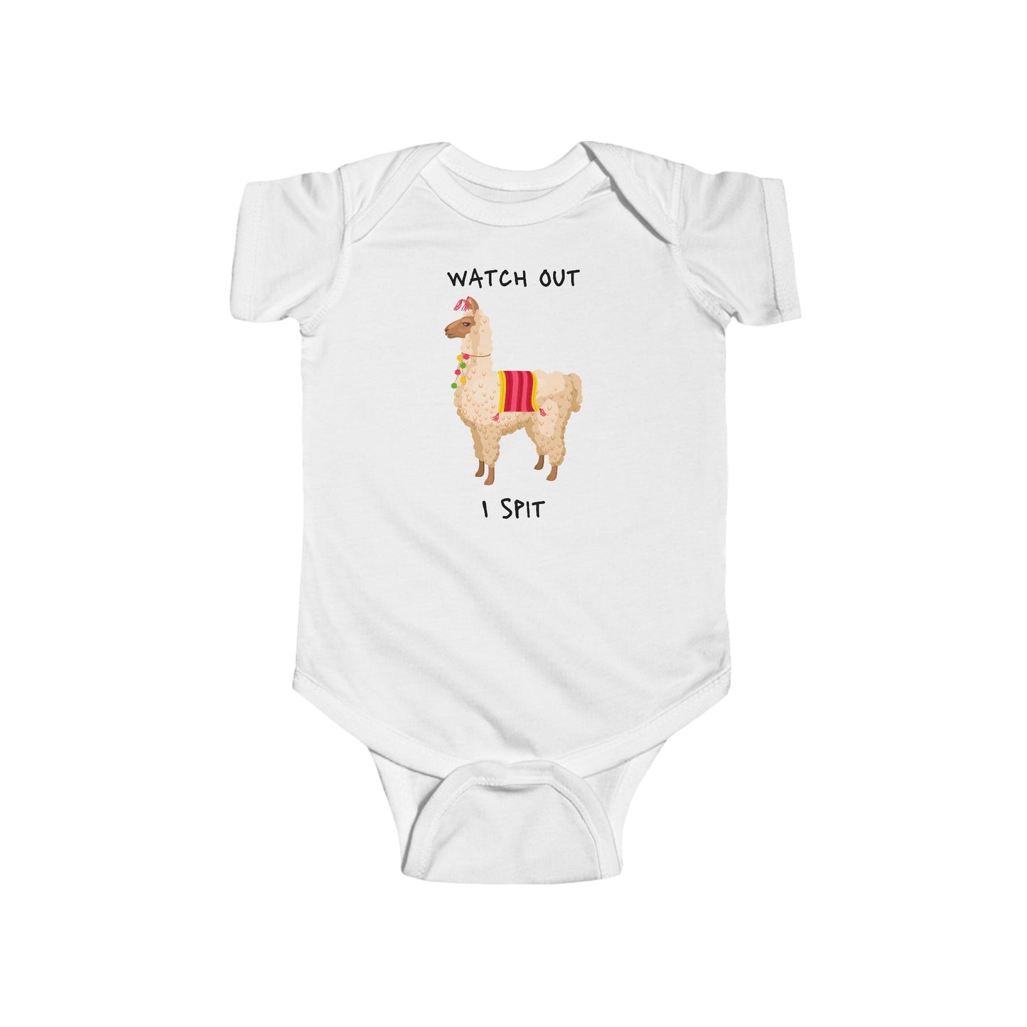 Llama, Watch out I spit, Infant Fine Jersey Bodysuit