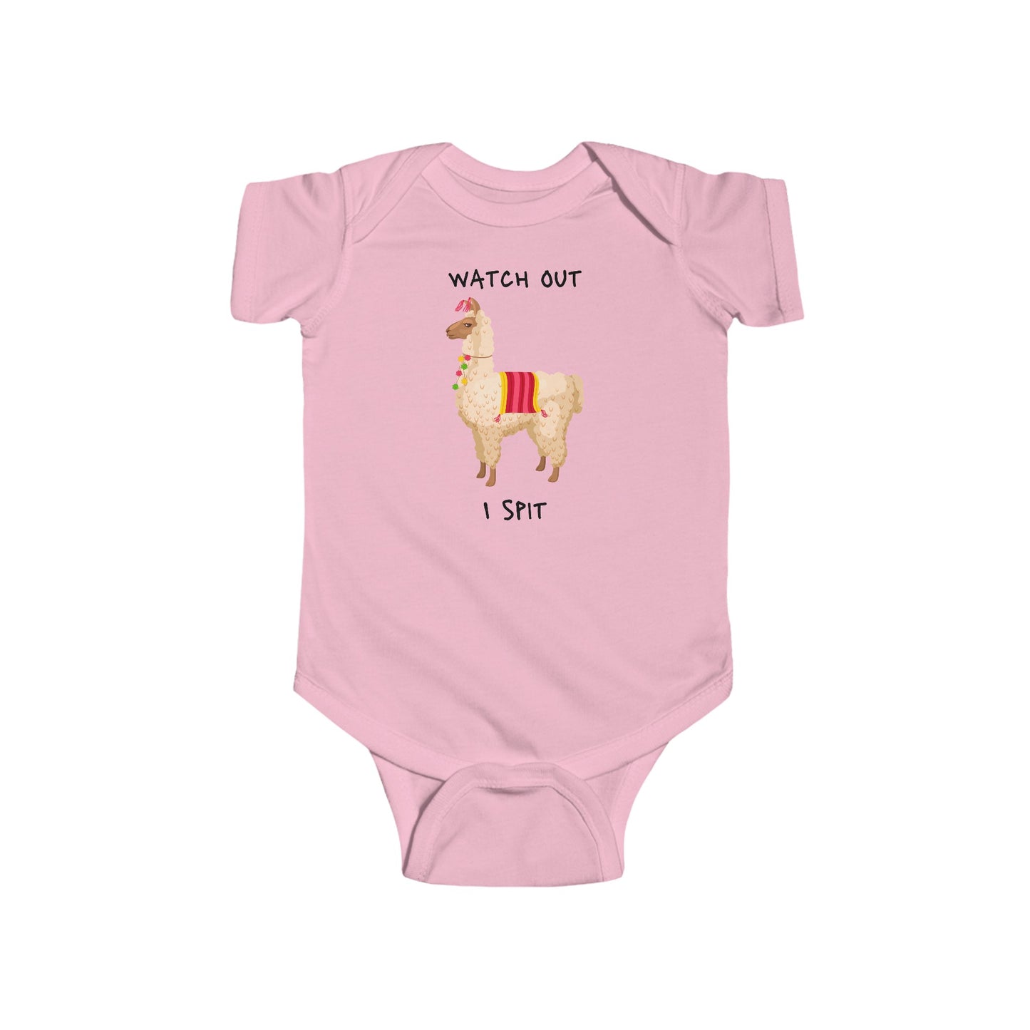 Llama, Watch out I spit, Infant Fine Jersey Bodysuit