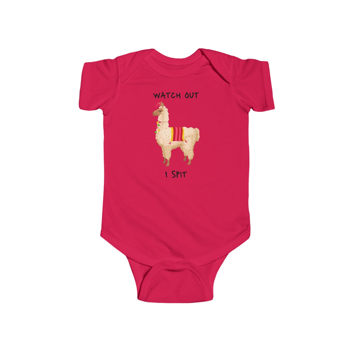 Llama, Watch out I spit, Infant Fine Jersey Bodysuit