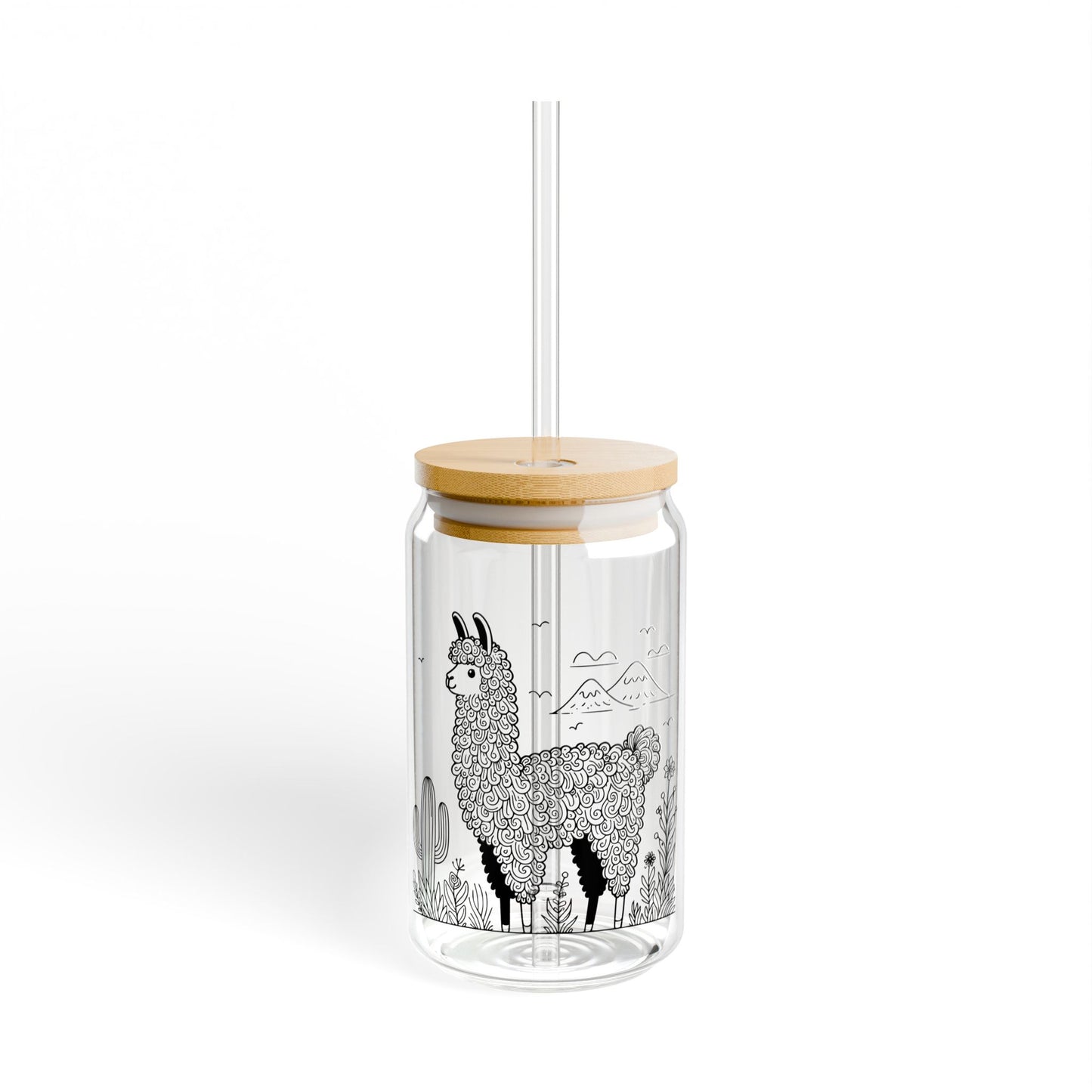 Desert Llama Sipper Glass, 16oz