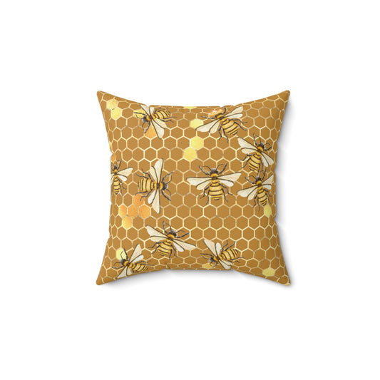 Honey Bee Spun Polyester Square Pillow