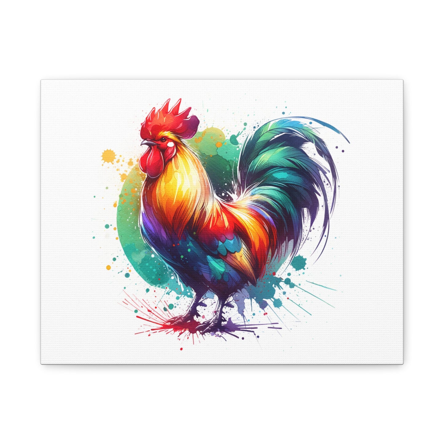 Watercolor Rooster Matte Canvas, Stretched, 1.25"