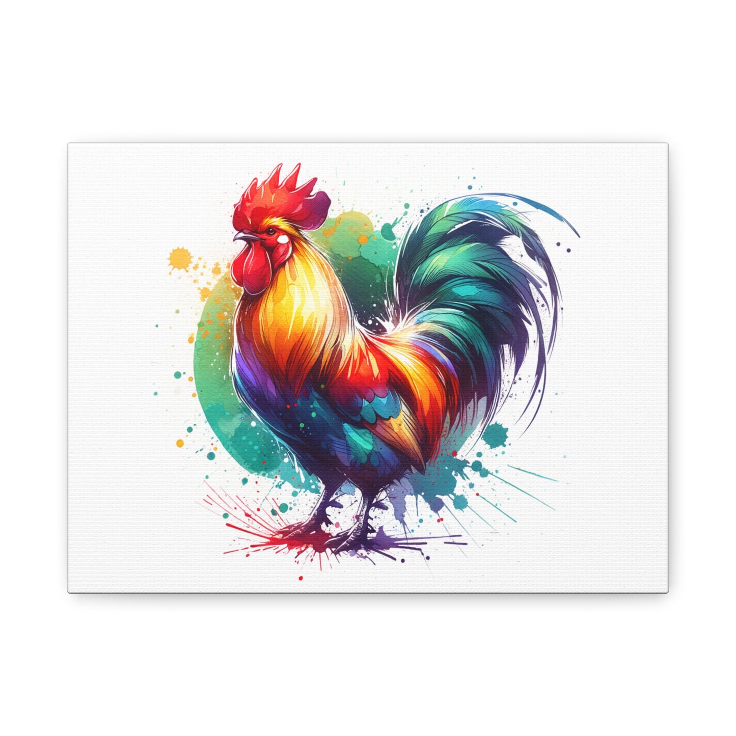 Watercolor Rooster Matte Canvas, Stretched, 1.25"