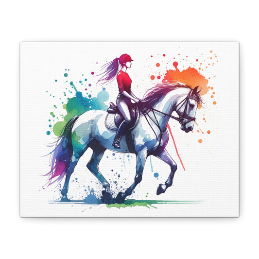 Dressage Woman on Horseback Matte Canvas, Stretched, 1.25"