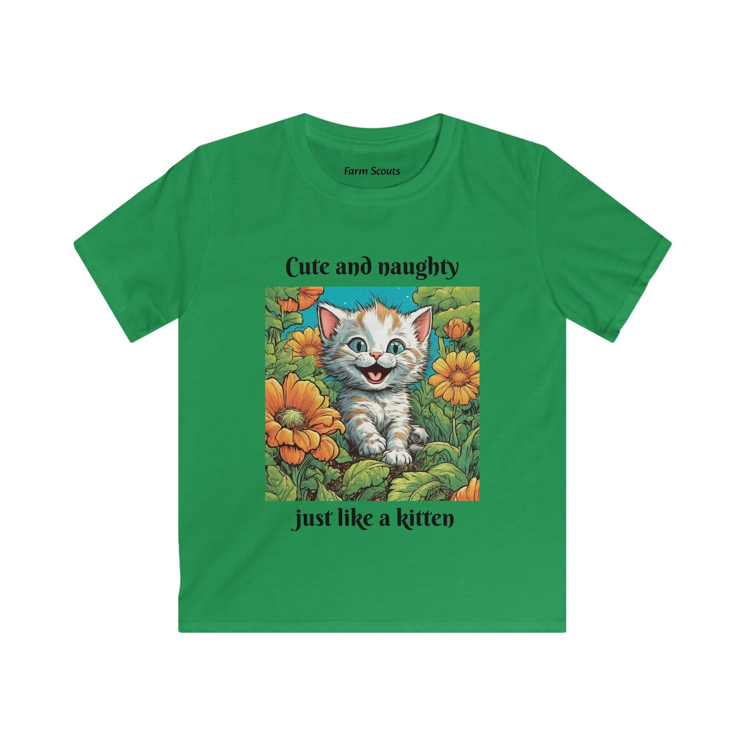 Cute and naughty just like a kitten, Kids Softstyle Tee