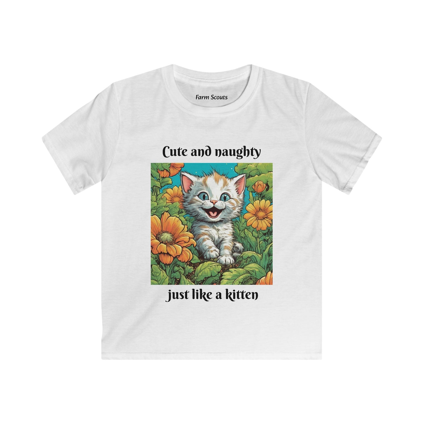 Cute and naughty just like a kitten, Kids Softstyle Tee