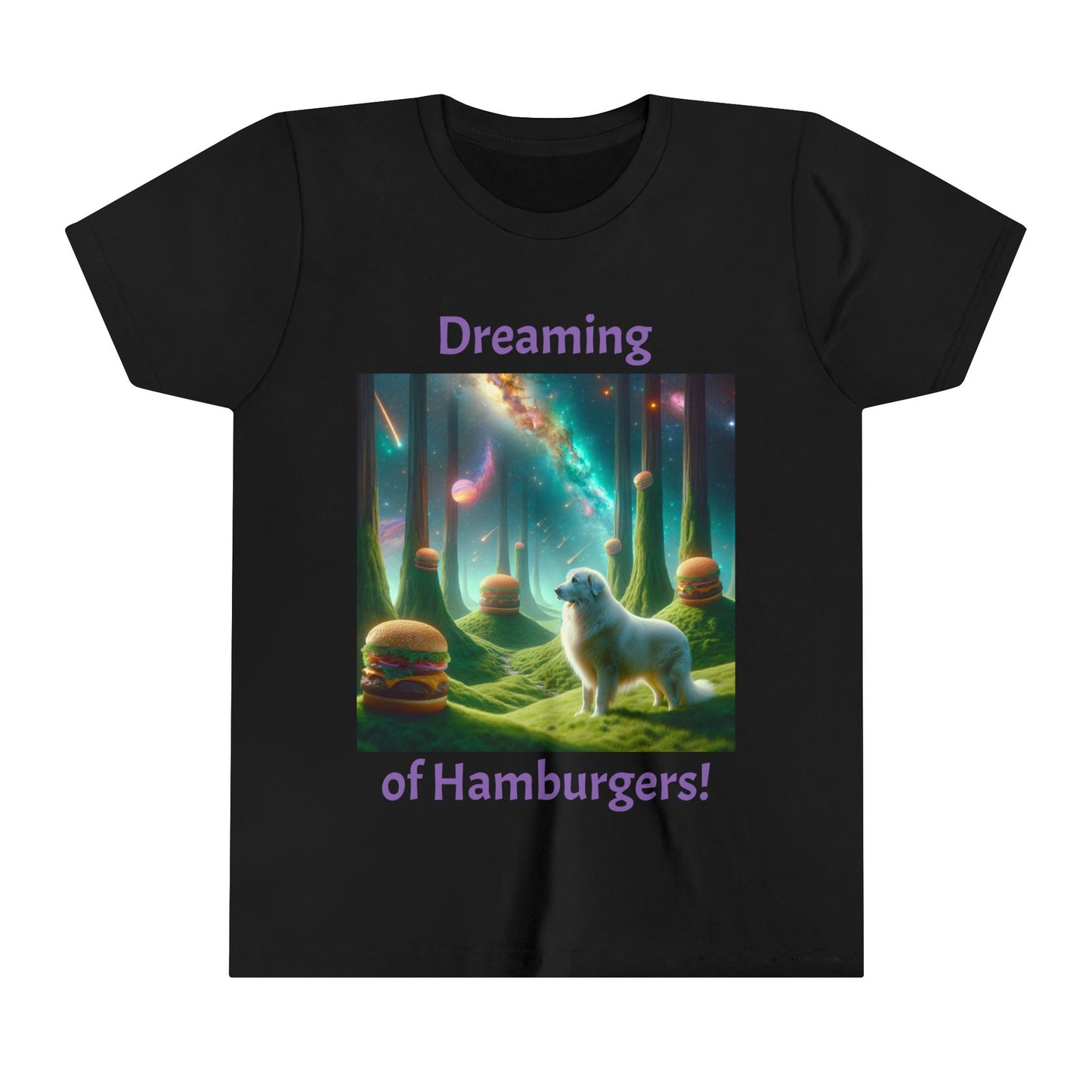 Great Pyrenees Dream of Hamburgers, Youth Short Sleeve Tee