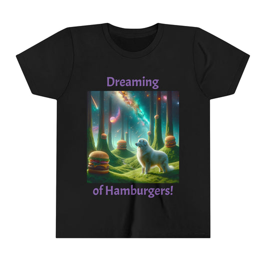 Great Pyrenees Dream of Hamburgers, Youth Short Sleeve Tee