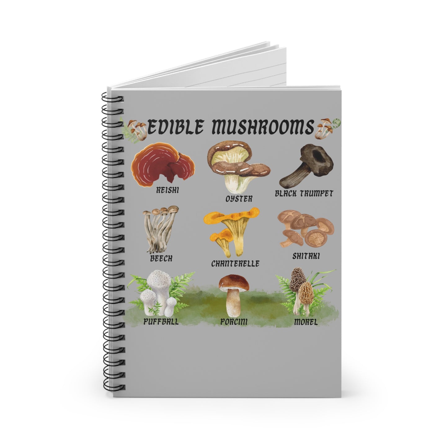 Edible Mushroom Spiral Notebook - Ruled Line