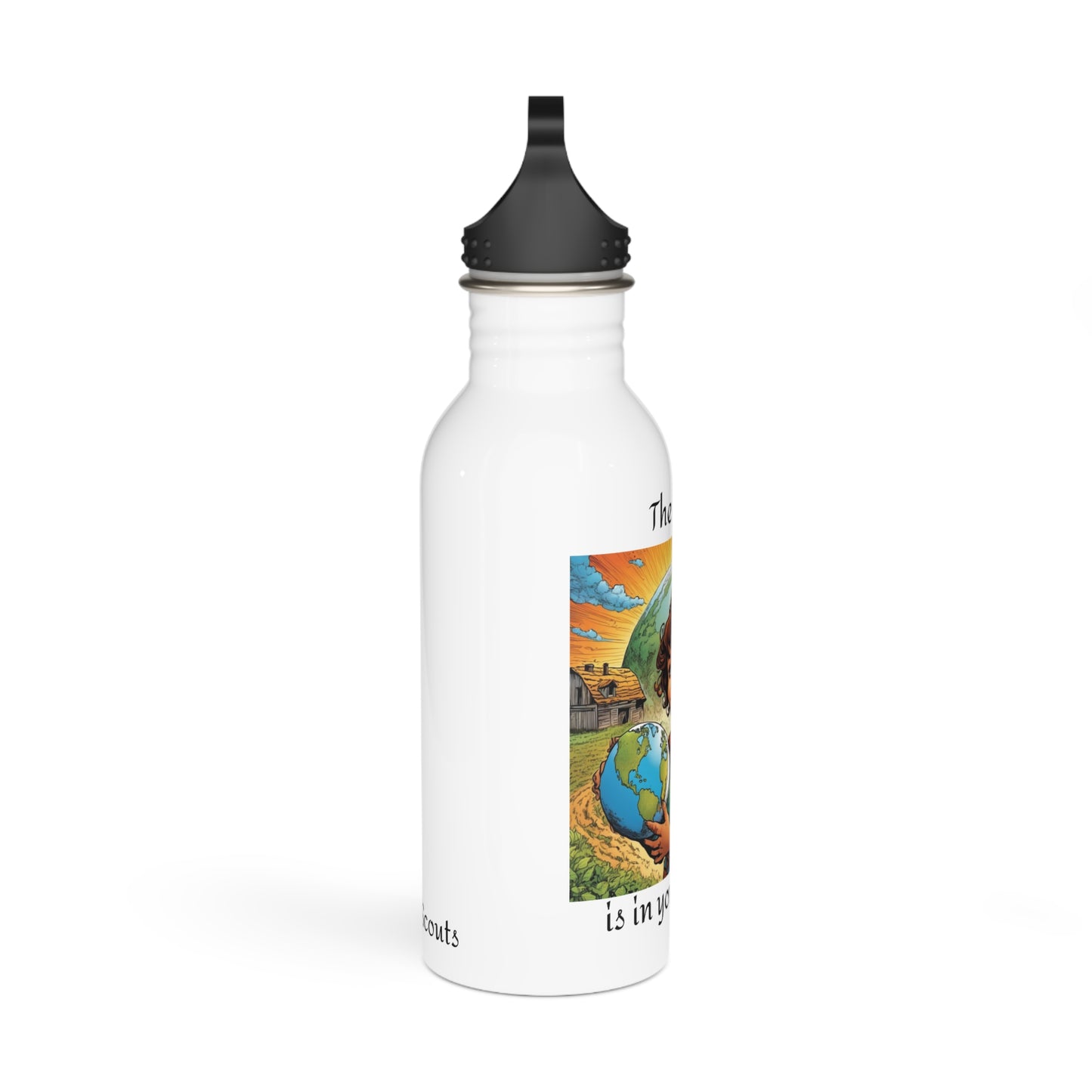 The Earth is in Your Hands, Girl holding Earth, Stainless Steel Water Bottle