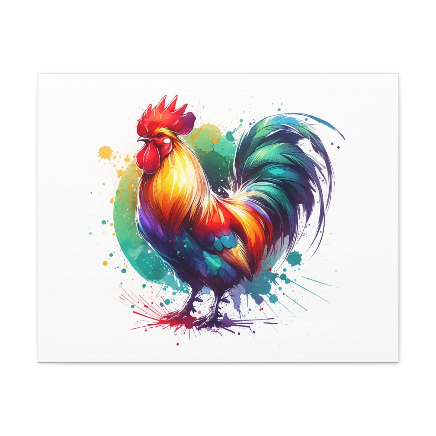 Watercolor Rooster Matte Canvas, Stretched, 1.25"