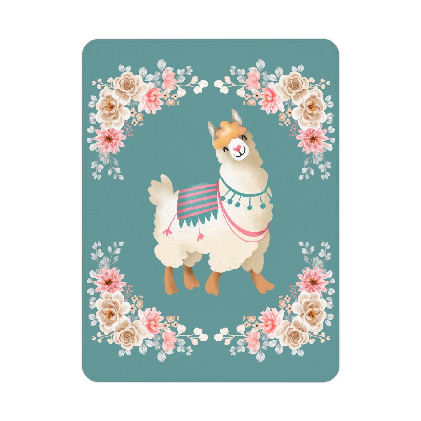 Llama and Floral Toddler Blanket