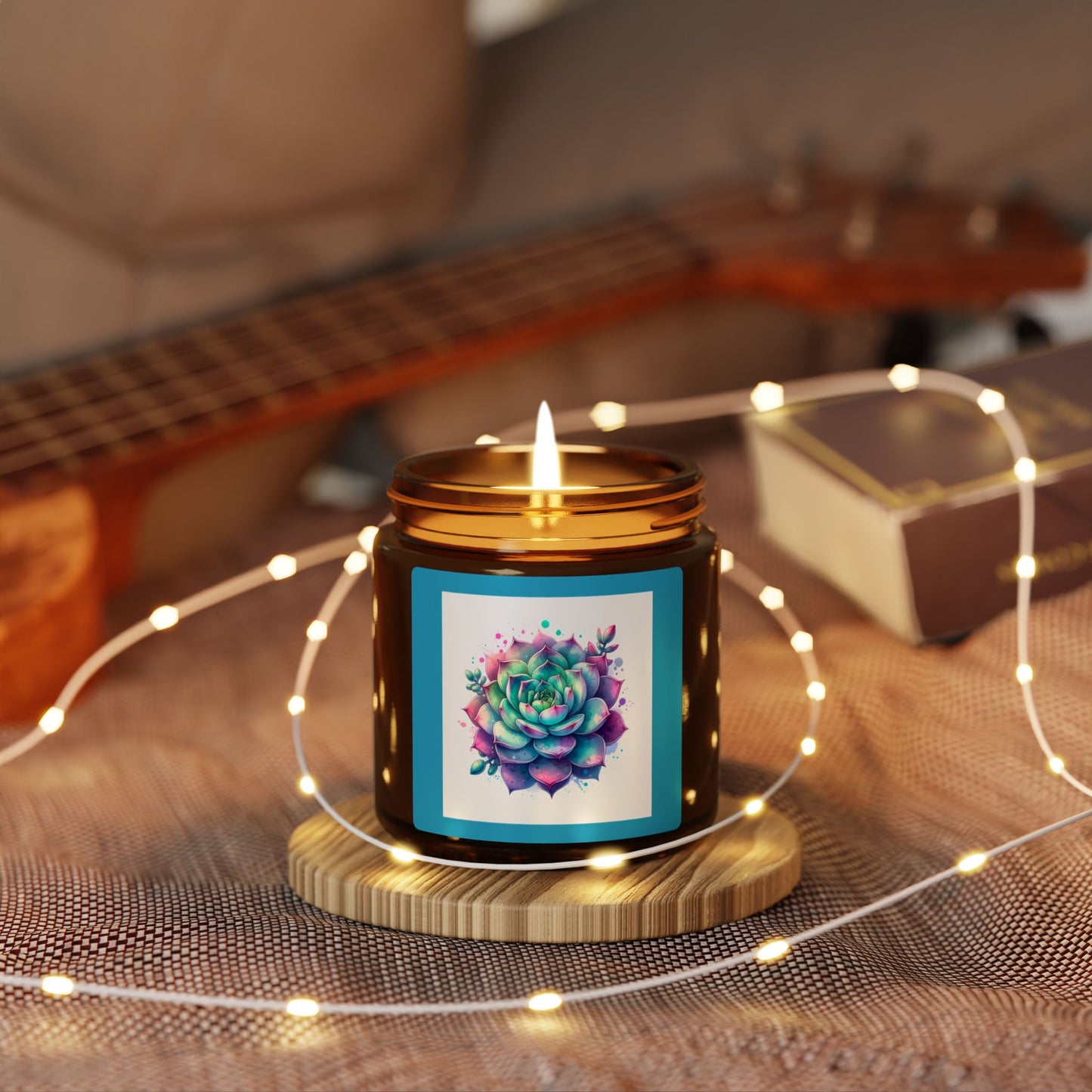 Succulent Scented Soy Candle (Multi-Size, Amber Jar)