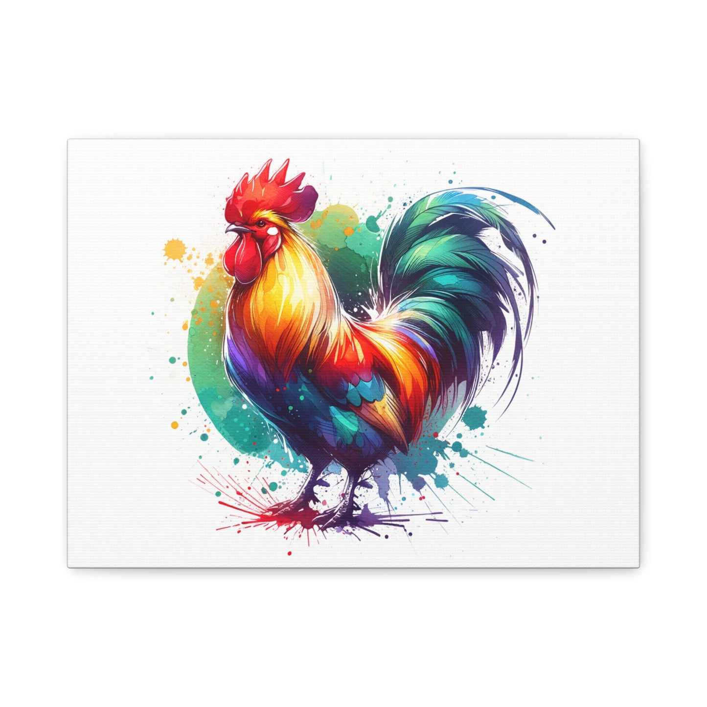 Watercolor Rooster Matte Canvas, Stretched, 1.25"