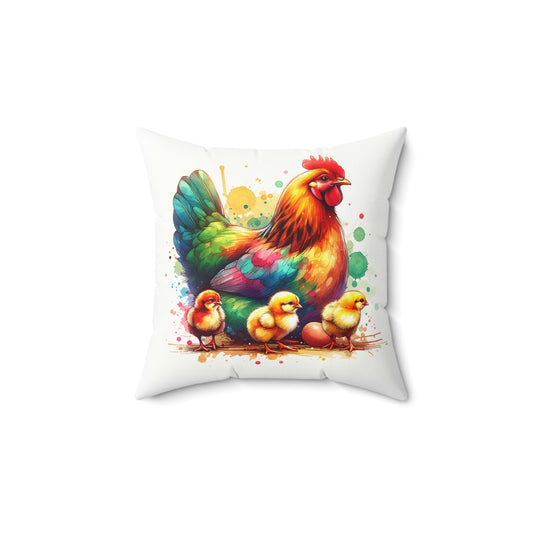 Hen and Chicks Spun Polyester Square Pillow