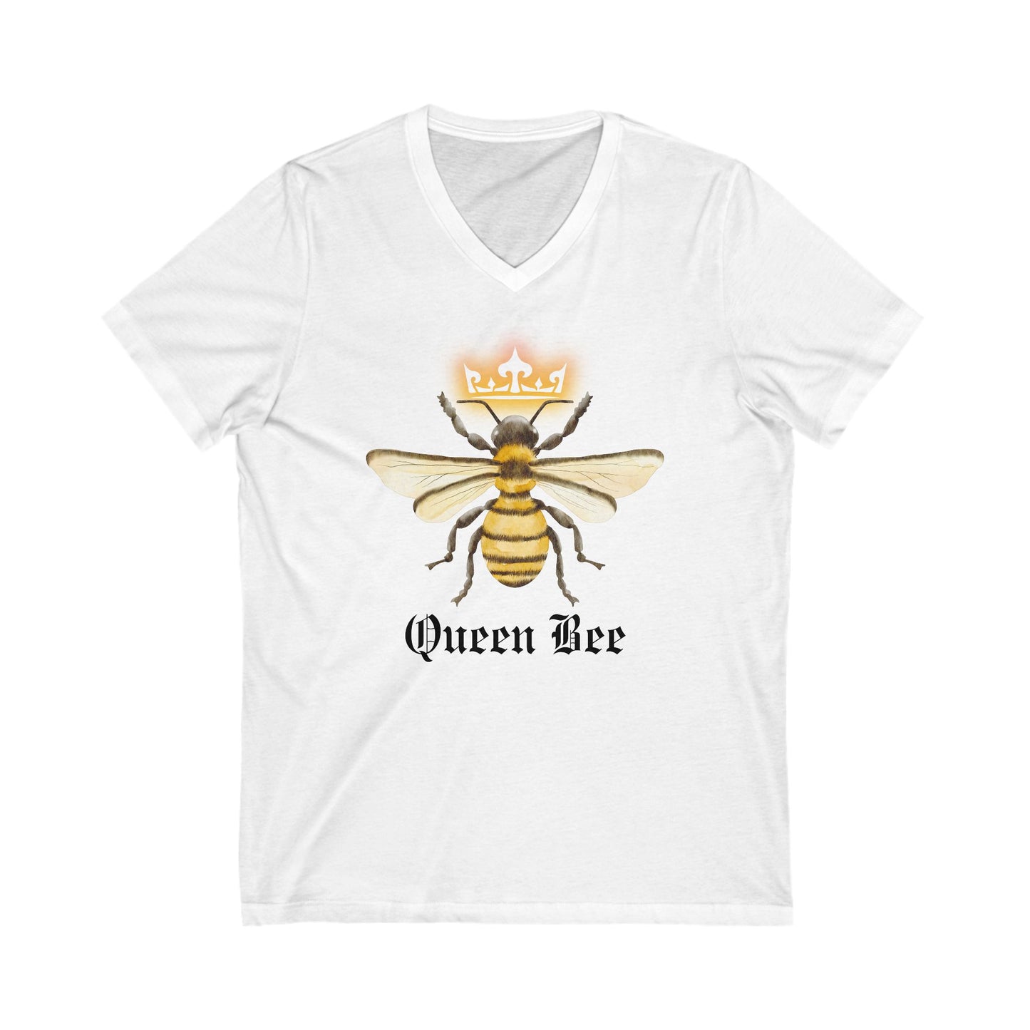 Queen Honey Bee, Unisex Jersey Short Sleeve V-Neck Tee