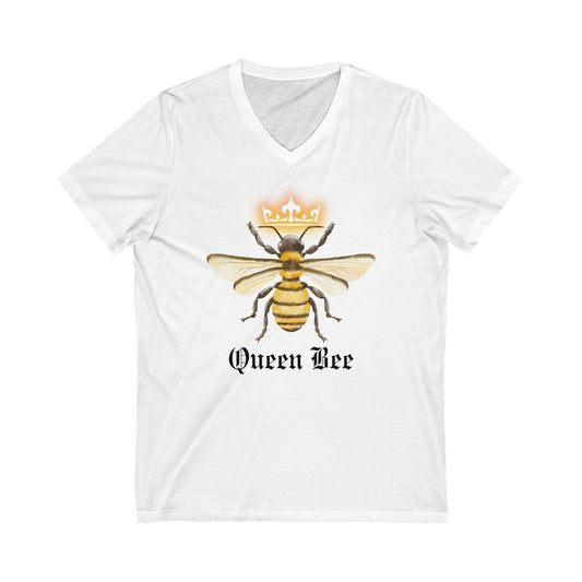 Queen Honey Bee, Unisex Jersey Short Sleeve V-Neck Tee