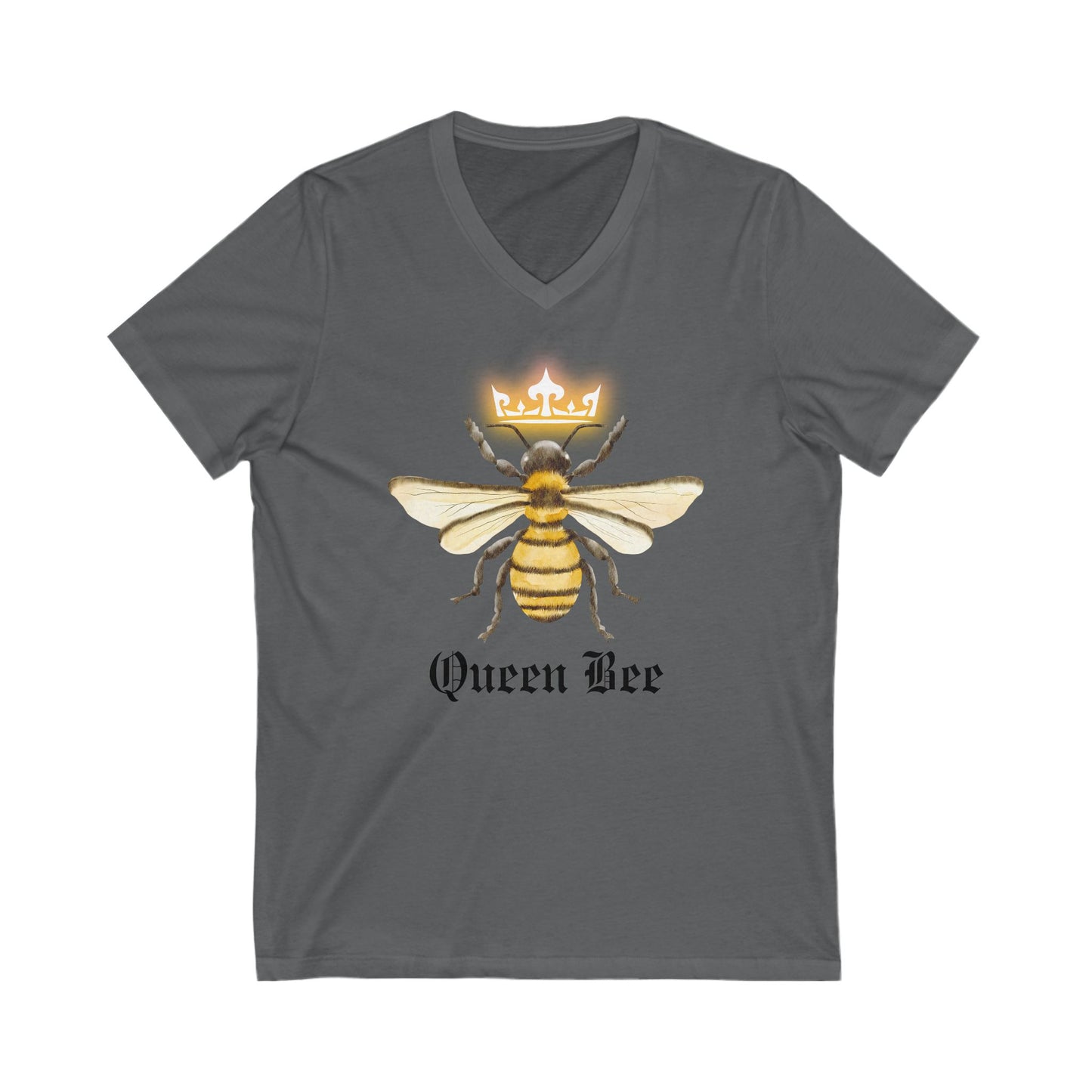 Queen Honey Bee, Unisex Jersey Short Sleeve V-Neck Tee