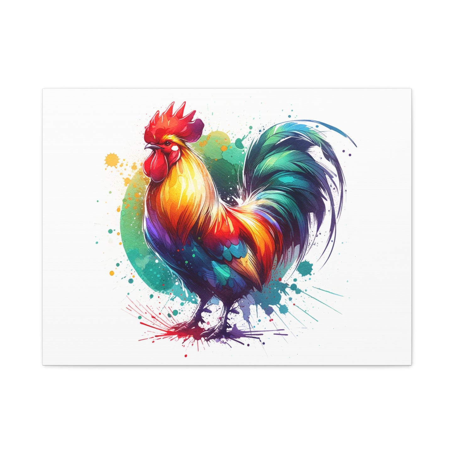 Watercolor Rooster Matte Canvas, Stretched, 1.25"