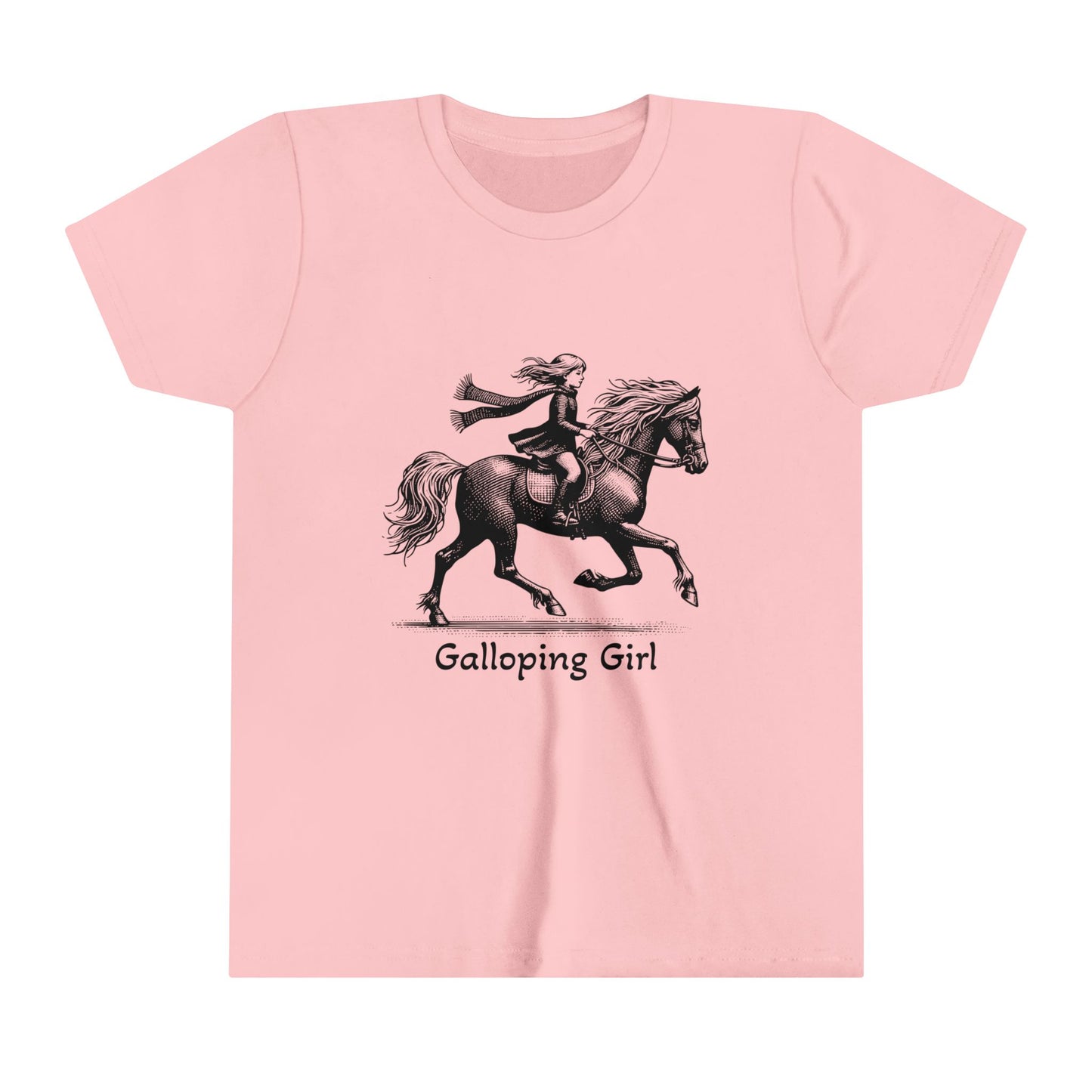 Galloping Girl, Horse Riding, Youth Short Sleeve Tee