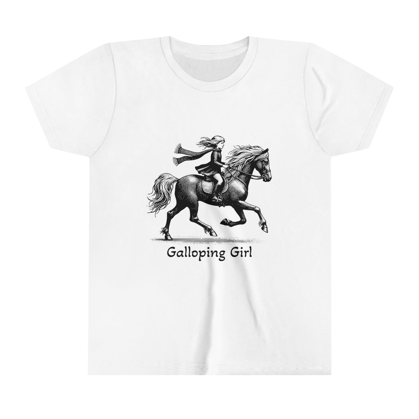 Galloping Girl, Horse Riding, Youth Short Sleeve Tee